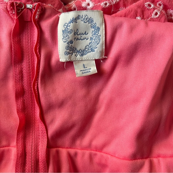 Francesca’s Blue Rain Coral Floral Ditsy Mini Dress Twist Front Size L - Picture 9 of 10